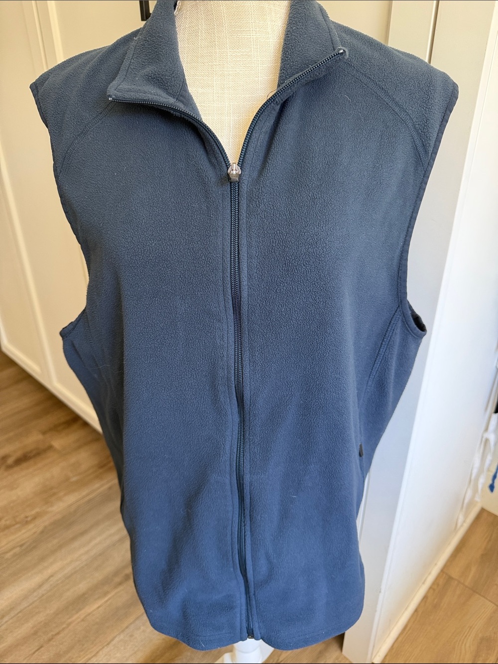 Men's LL Bean Full-Zip Fleece Vest navy Blue Large
